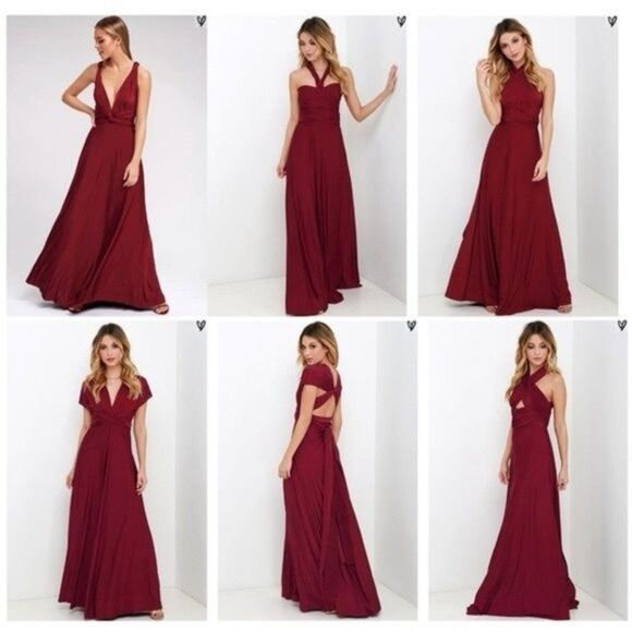 Lulus Tricks of the Trade Burgundy Convertible Maxi Dress Size Small - Picture 5 of 13